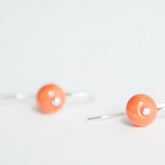 s-l400.jpg Hand Made Sterling Silver Red Coral Bead Earrings